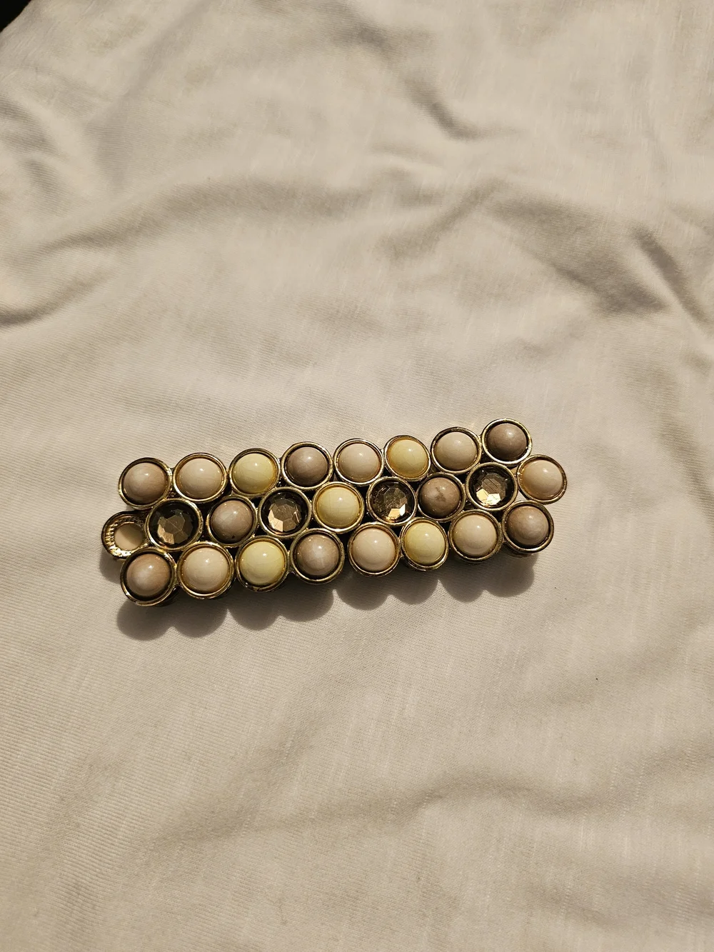 Gold-Tone Bracelet with Cream, Pale Yellow and Beige Cabochons